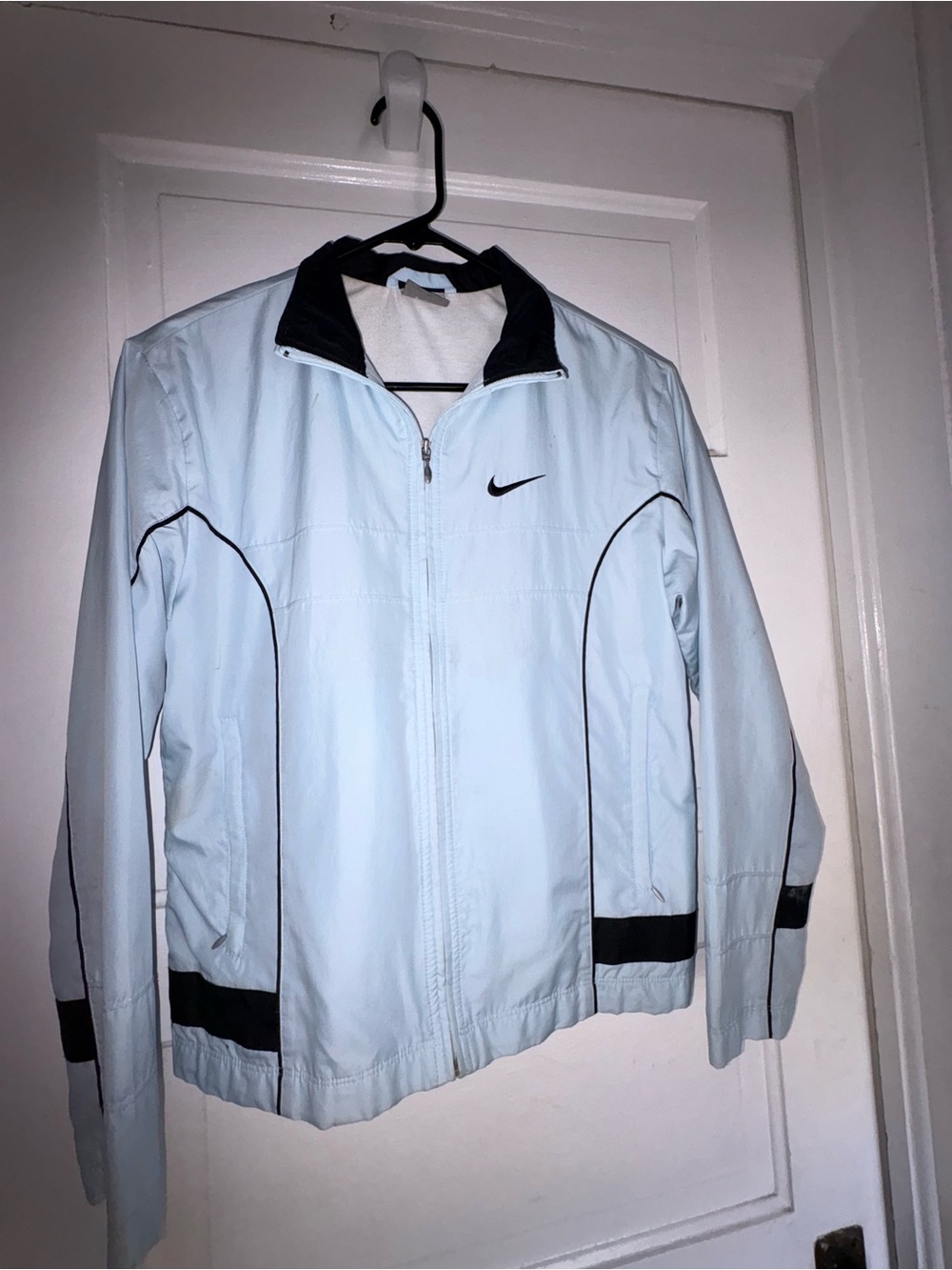 Nike Light Blue Windbreaker Jacket with Black Accents